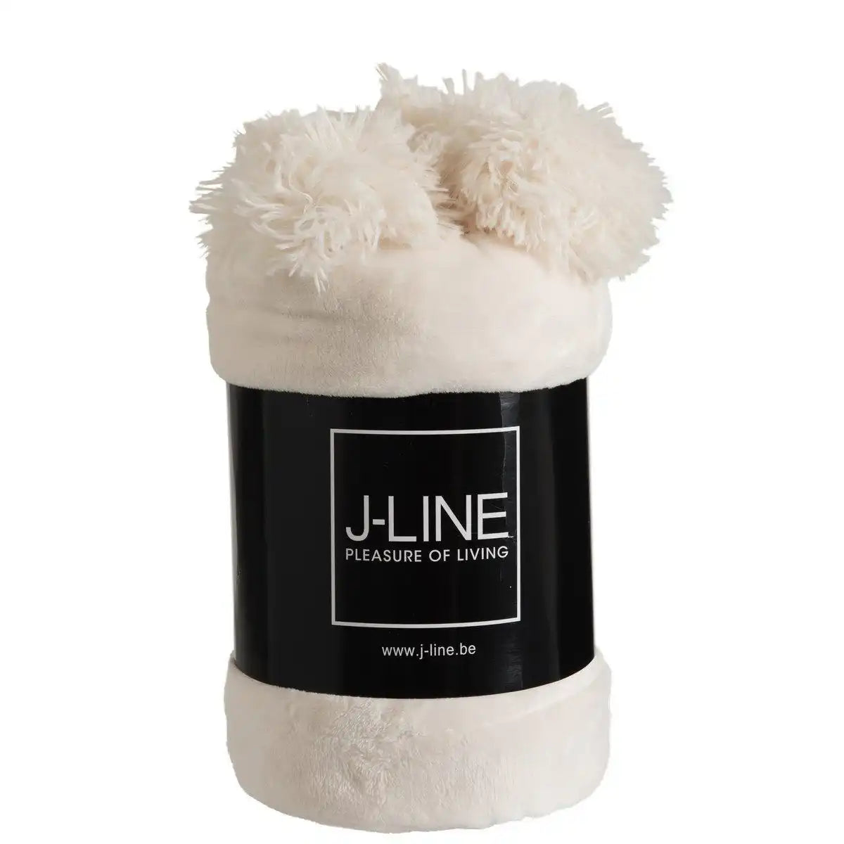 J-Line Plaid Pompom – Polyester – Creme – 170 x 130 cm - HomeDesign Knaus