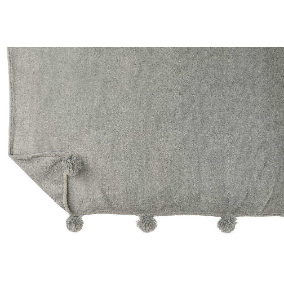 J-Line Plaid Pompom – Polyester – Grau – 170 x 130 cm - HomeDesign Knaus