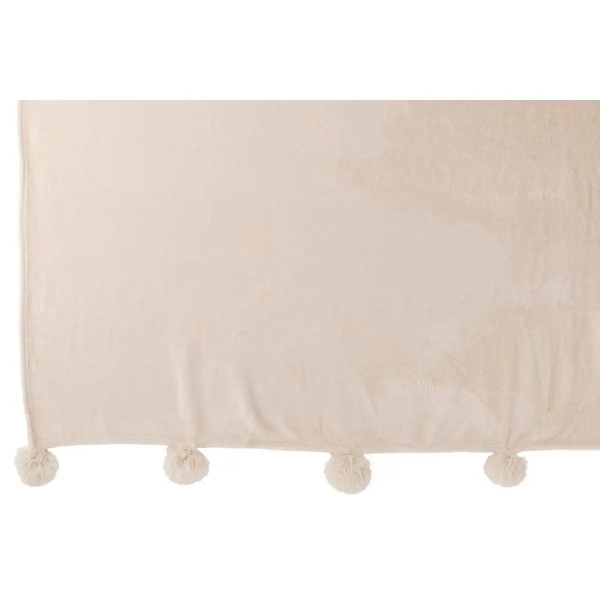 J-Line Plaid Pompom – Polyester – Hellbeige – 170 x 130 cm - HomeDesign Knaus