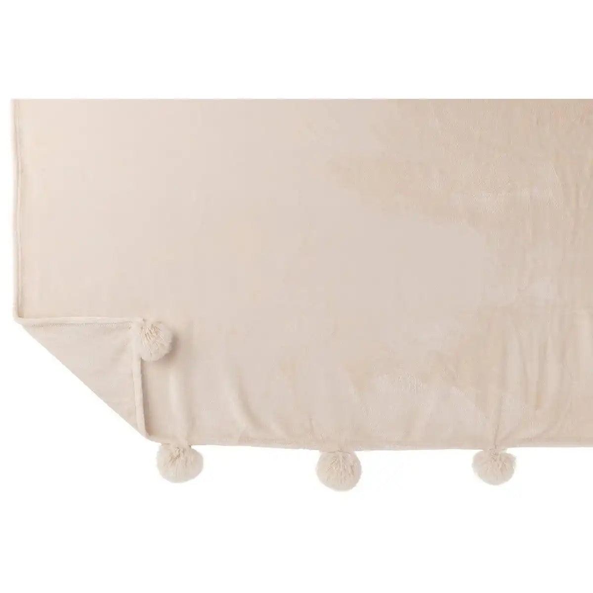 J-Line Plaid Pompom – Polyester – Hellbeige – 170 x 130 cm - HomeDesign Knaus