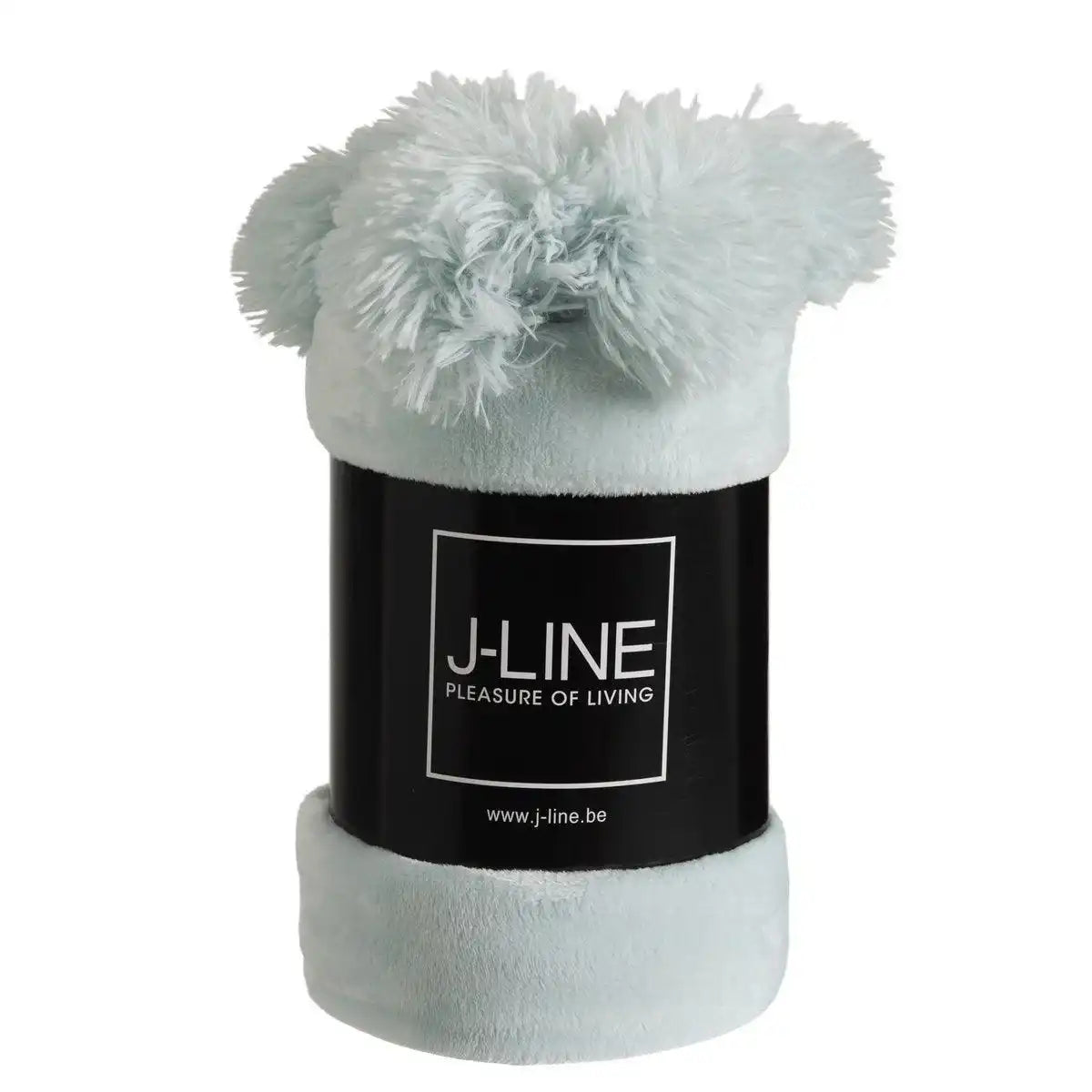 J-Line Plaid Pompom – Polyester – Hellblau – 170 x 130 cm - HomeDesign Knaus