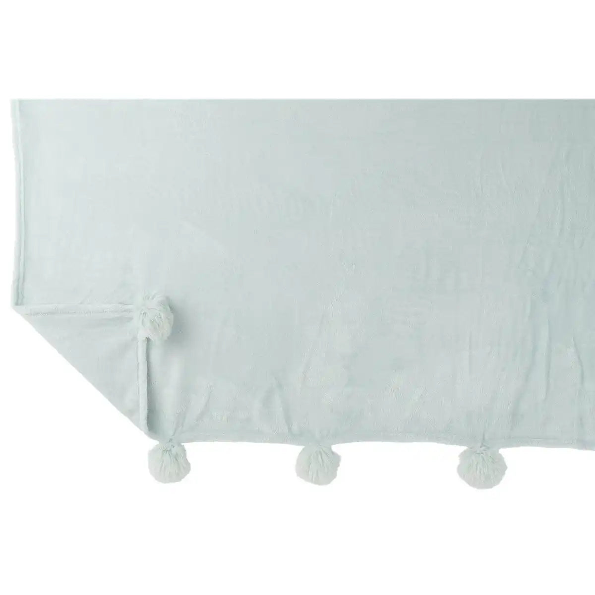 J-Line Plaid Pompom – Polyester – Hellblau – 170 x 130 cm - HomeDesign Knaus