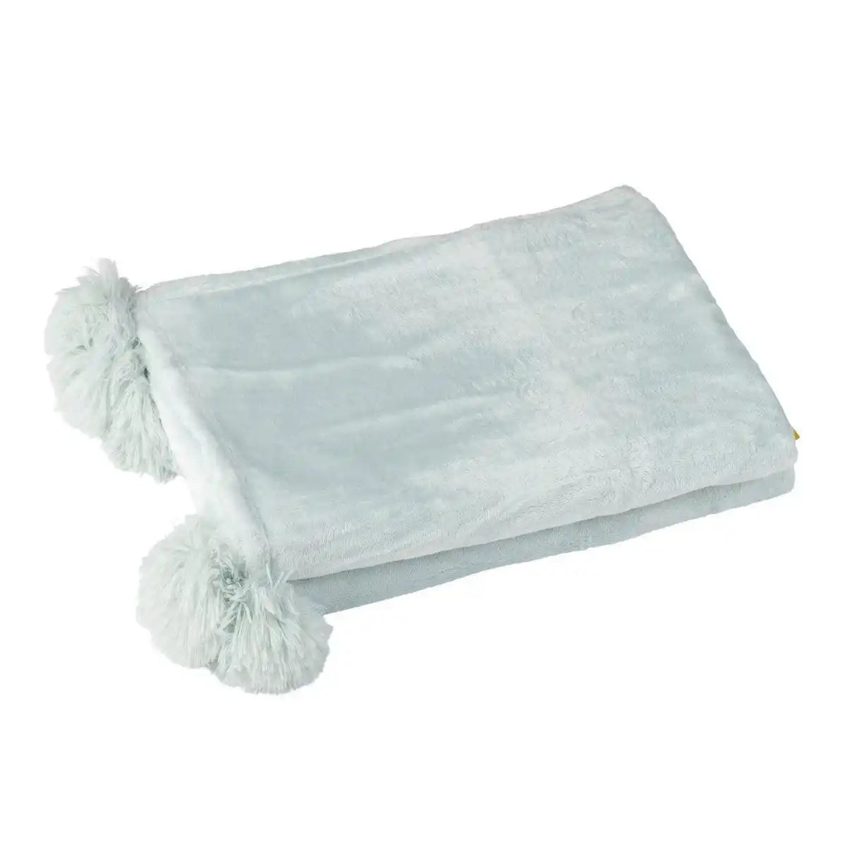 J-Line Plaid Pompom – Polyester – Hellblau – 170 x 130 cm - HomeDesign Knaus