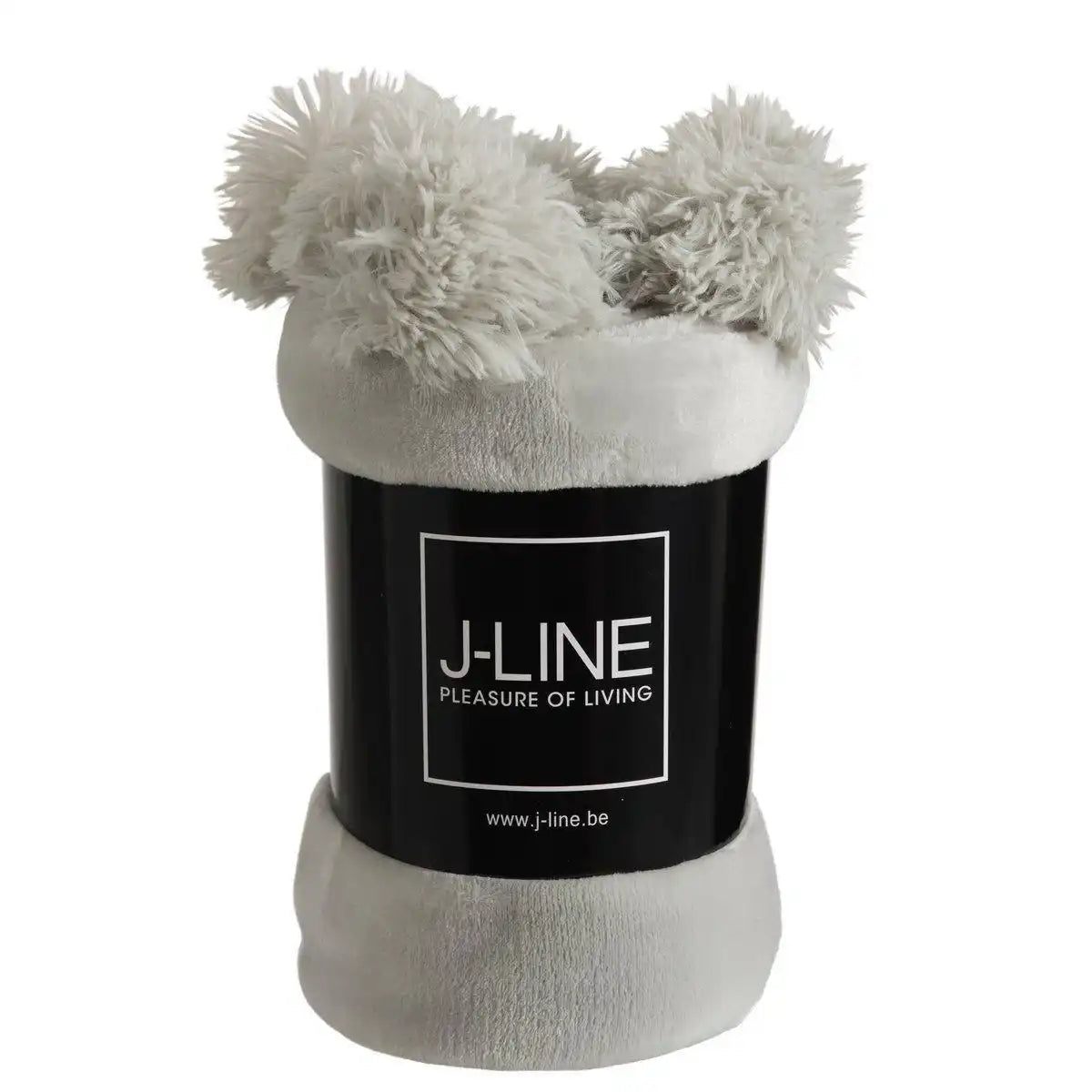 J-Line Plaid Pompom – Polyester – Hellgrau – 170 x 130 cm - HomeDesign Knaus