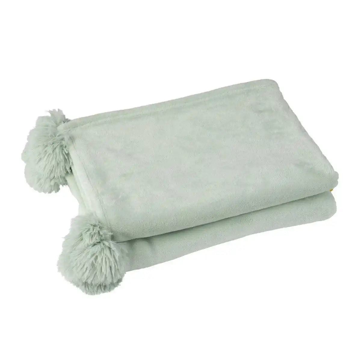 J-Line Plaid Pompom – Polyester – hellgrün – 170 x 130 cm - HomeDesign Knaus