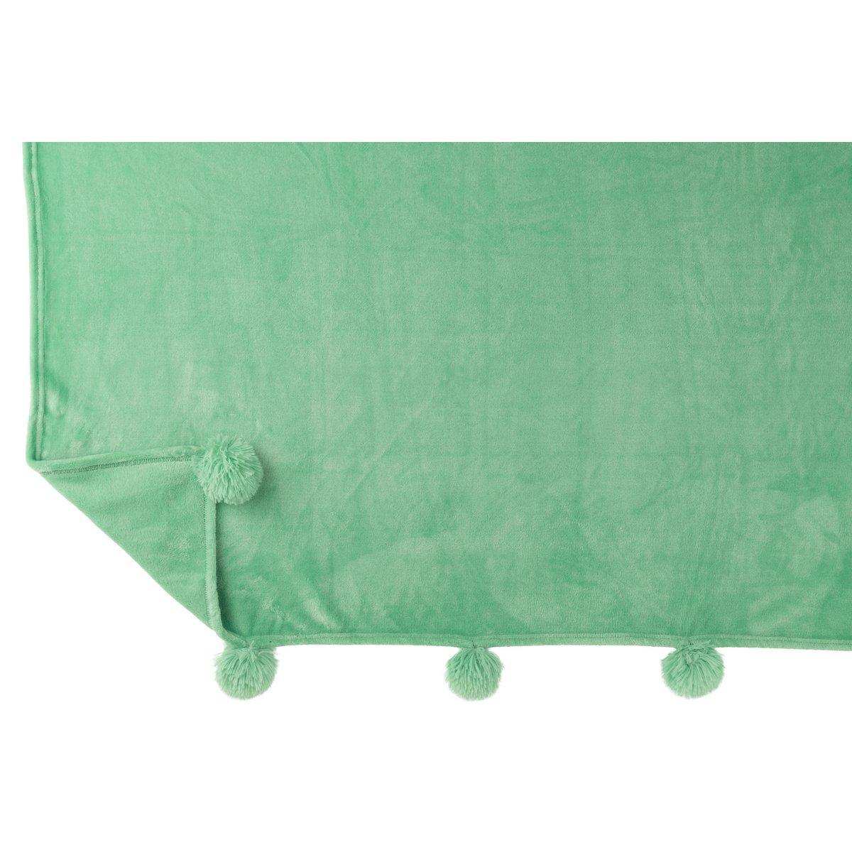 J-Line Plaid Pompom – Polyester – hellgrün – 170 x 130 cm - HomeDesign Knaus