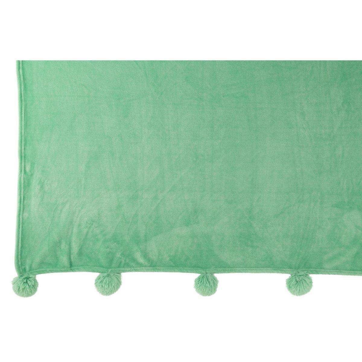 J-Line Plaid Pompom – Polyester – hellgrün – 170 x 130 cm - HomeDesign Knaus