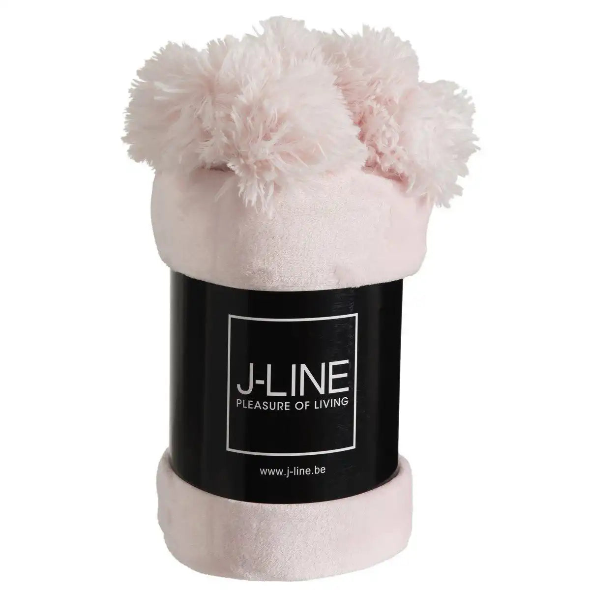 J-Line Plaid Pompom – Polyester – Hellrosa – 170 x 130 cm - HomeDesign Knaus