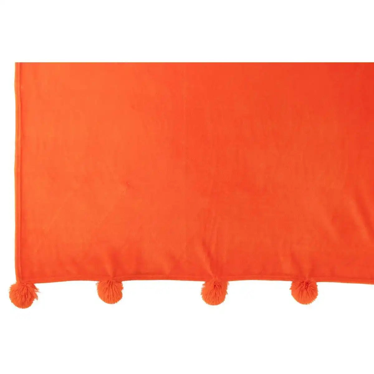 J-Line Plaid Pompom – Polyester – Orange – 170 x 130 cm - HomeDesign Knaus