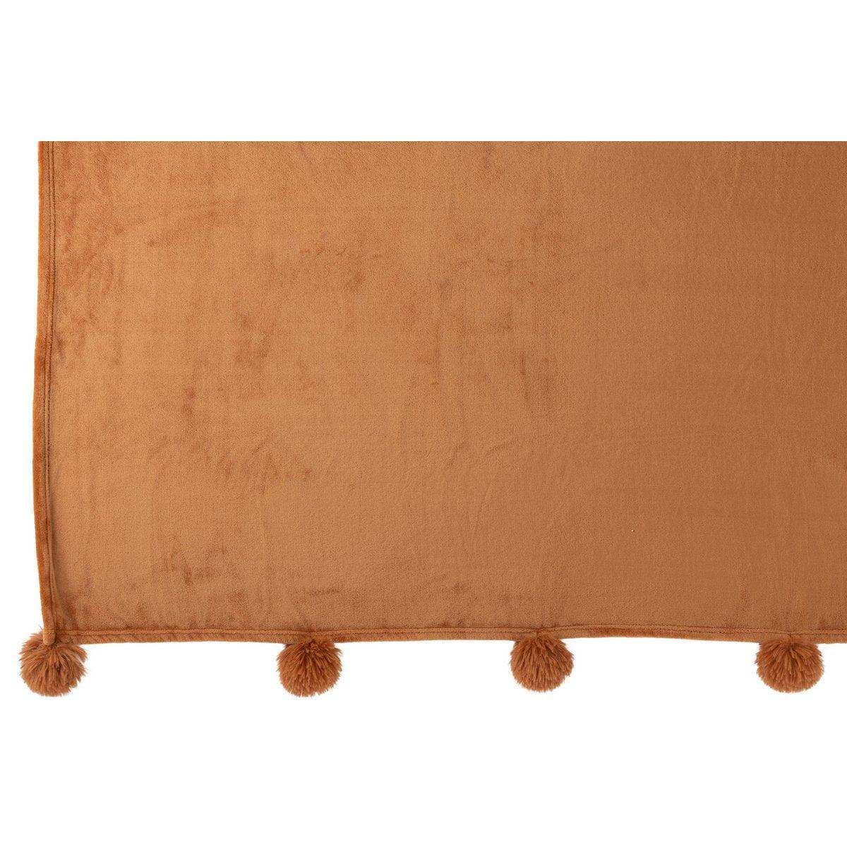 J-Line Plaid Pompom – Polyester – Roest – 170 x 130 cm - HomeDesign Knaus