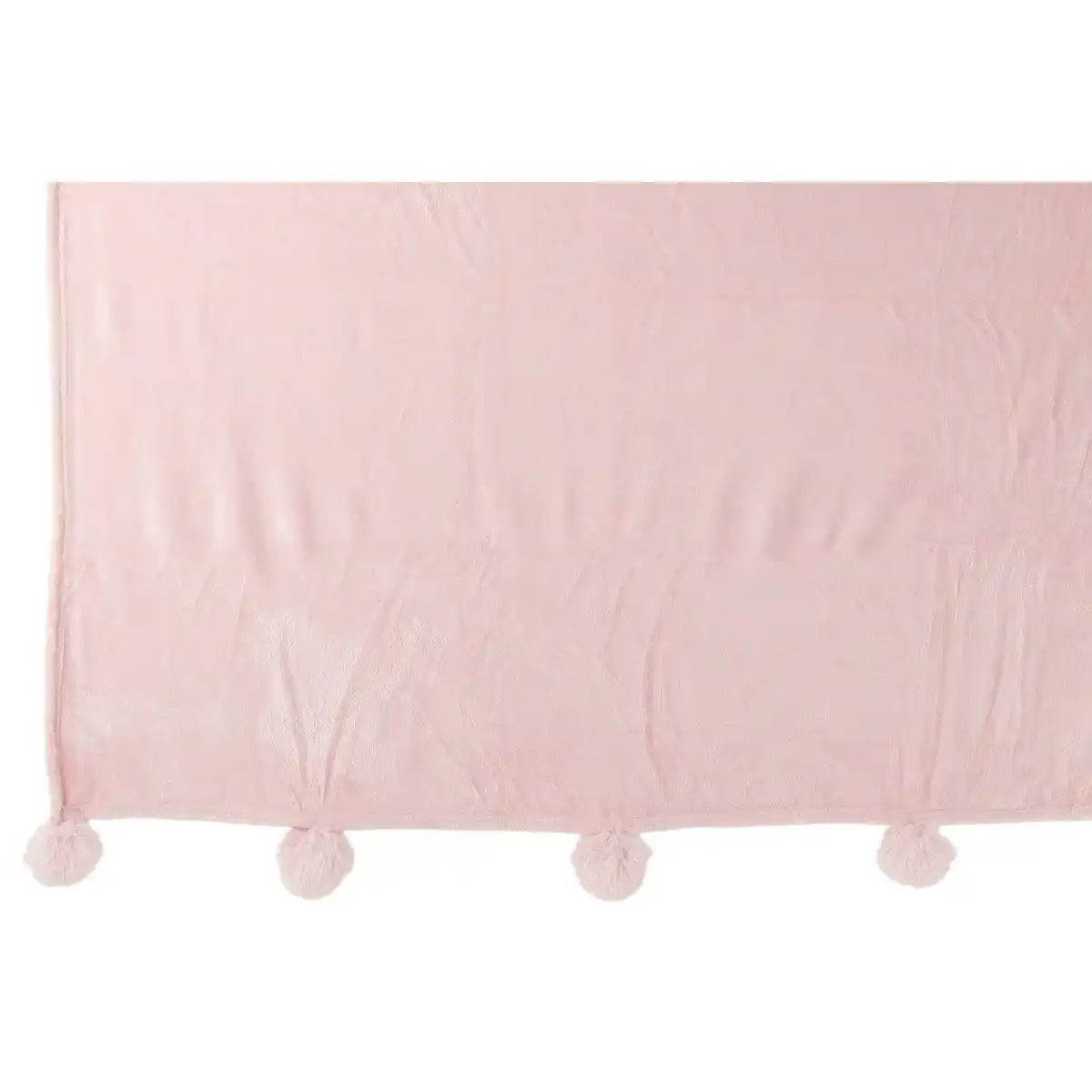 J-Line Plaid Pompom – Polyester – Zachtroze – 170 x 130 cm - HomeDesign Knaus