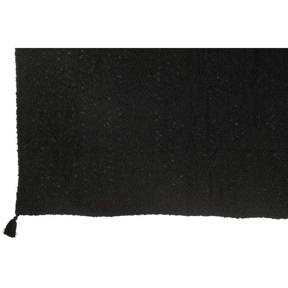 J-Line Plaid Quasten Baumwolle Schwarz - HomeDesign Knaus