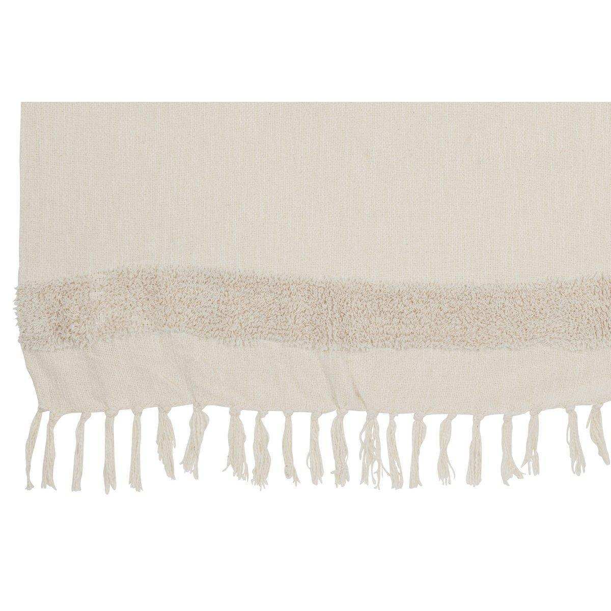 J-Line Plaid Rauten + Fransen – Baumwolle – Pailletten/Weiß/Gold - HomeDesign Knaus