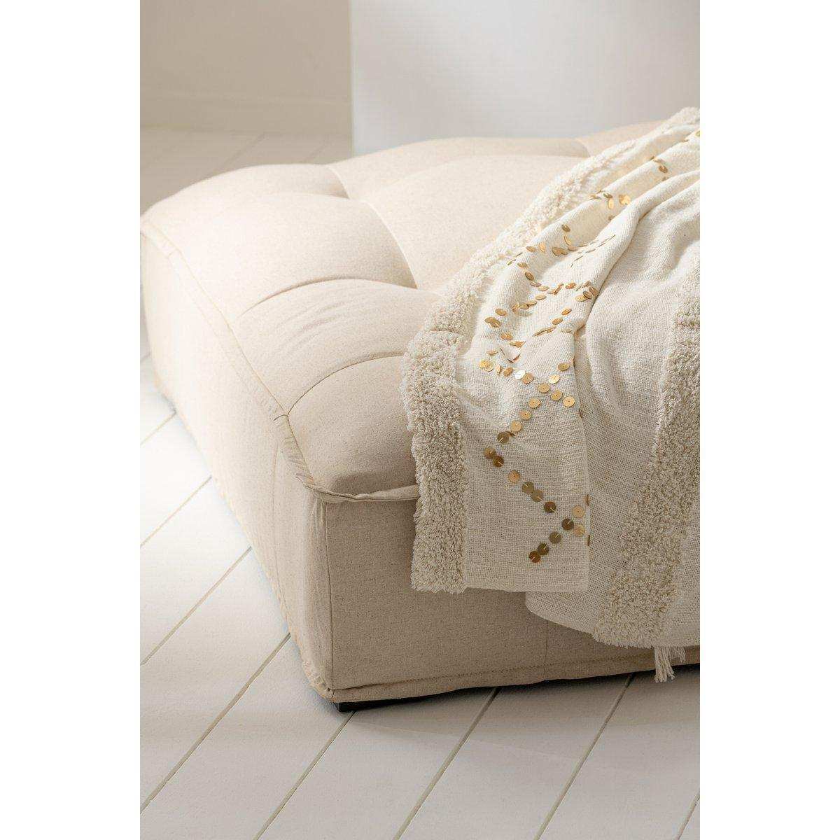 J-Line Plaid Rauten + Fransen – Baumwolle – Pailletten/Weiß/Gold - HomeDesign Knaus