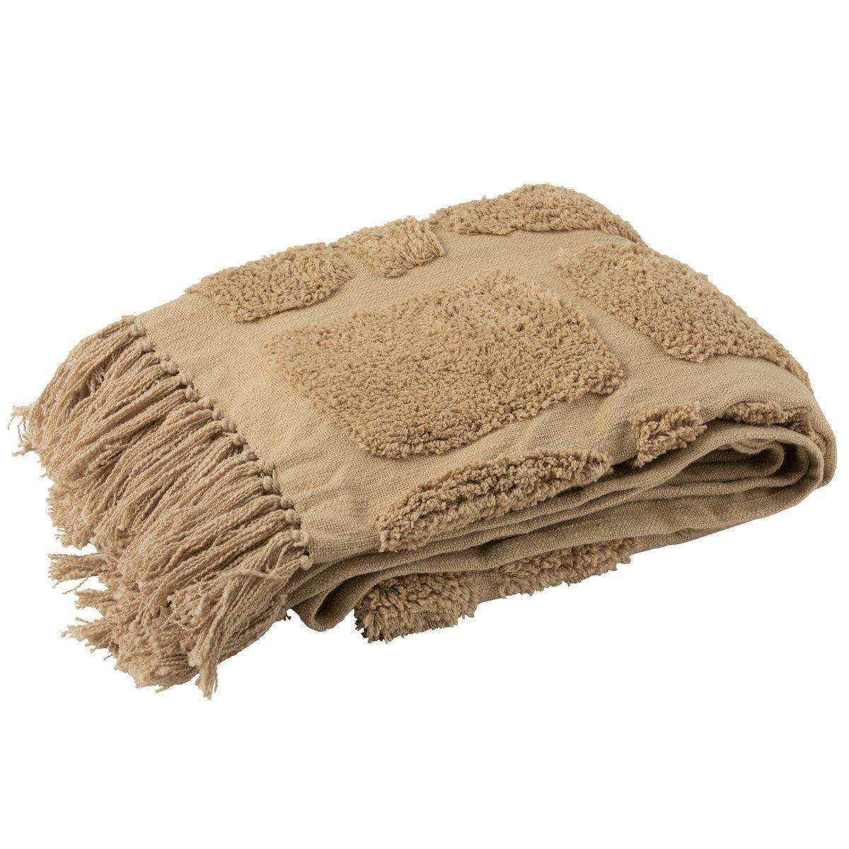 J-Line Plaid Sidney – Polyester – Beige – 192 x 123 cm - HomeDesign Knaus