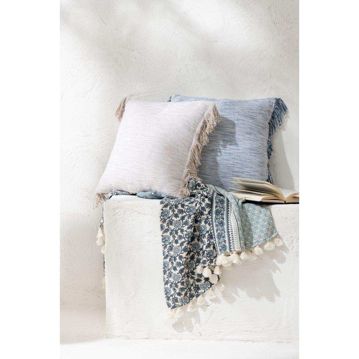 J-Line Plaid Strandblumen – Baumwolle – Blau - HomeDesign Knaus