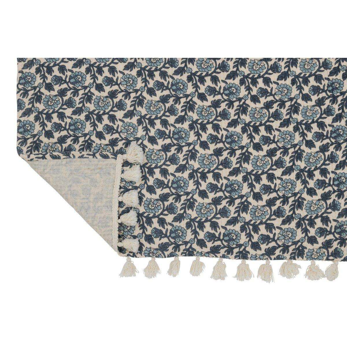 J-Line Plaid Strandblumen – Baumwolle – Blau - HomeDesign Knaus