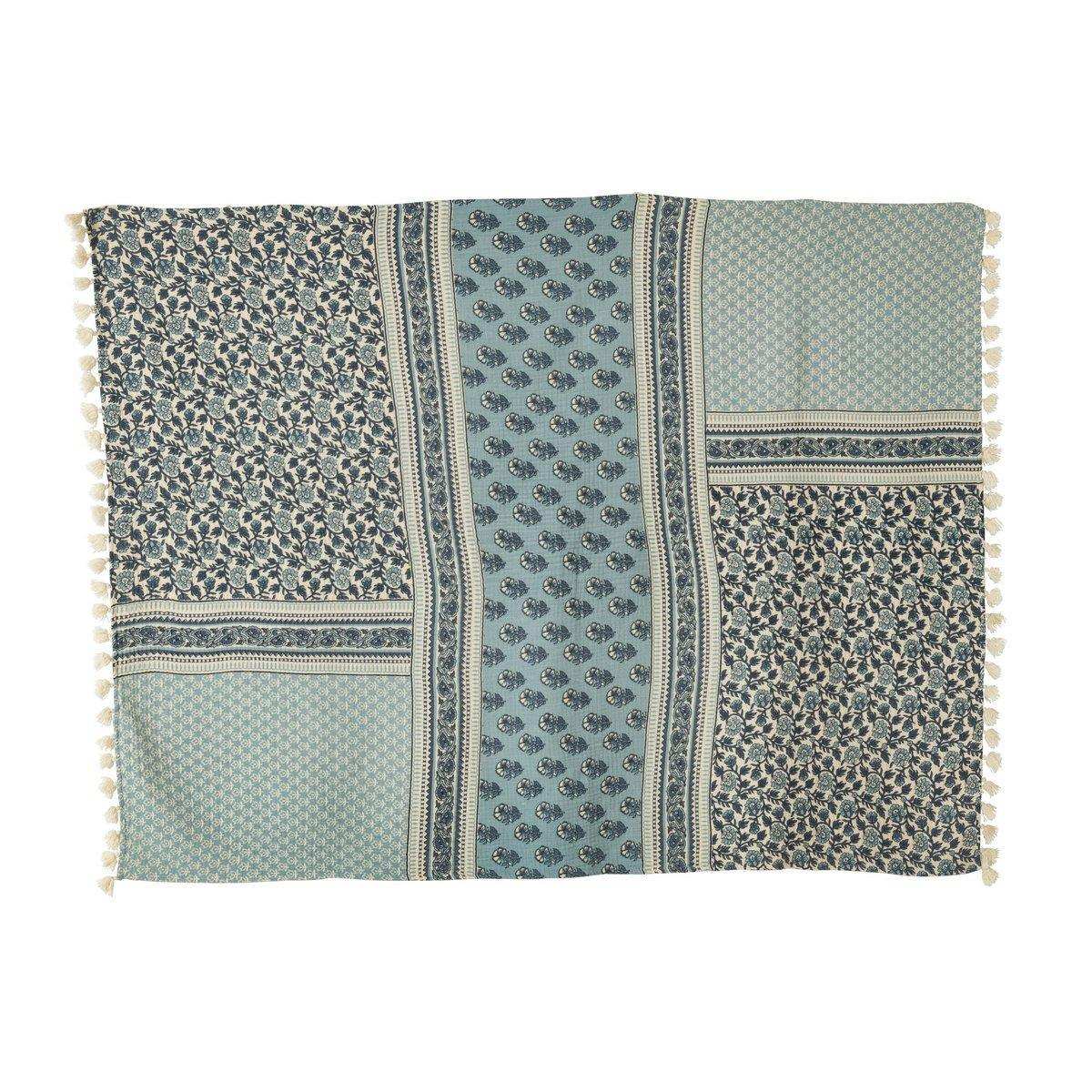 J-Line Plaid Strandblumen – Baumwolle – Blau - HomeDesign Knaus