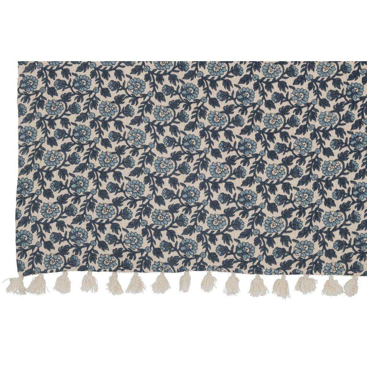 J-Line Plaid Strandblumen – Baumwolle – Blau - HomeDesign Knaus