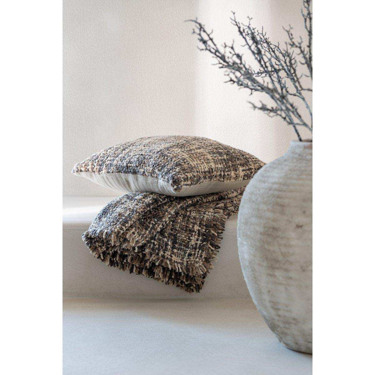 J-Line Plaid Tweed – Baumwolle – Braun/Beige – 180 x 130 cm - HomeDesign Knaus