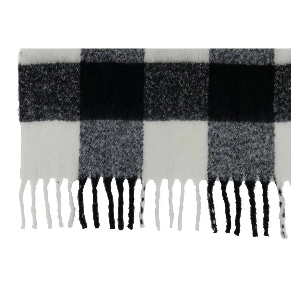J-Line Plaidfliesen – Polyester – Schwarz/Weiß – 152 x 127 cm - HomeDesign Knaus