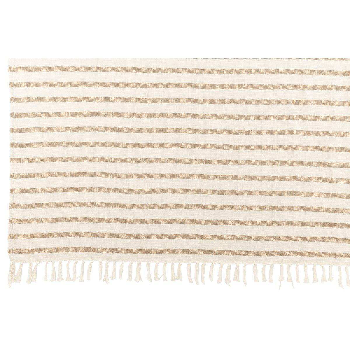 J-Line Plaidstreifen – Baumwolle – weiß/braun – 187 x 130 cm - HomeDesign Knaus