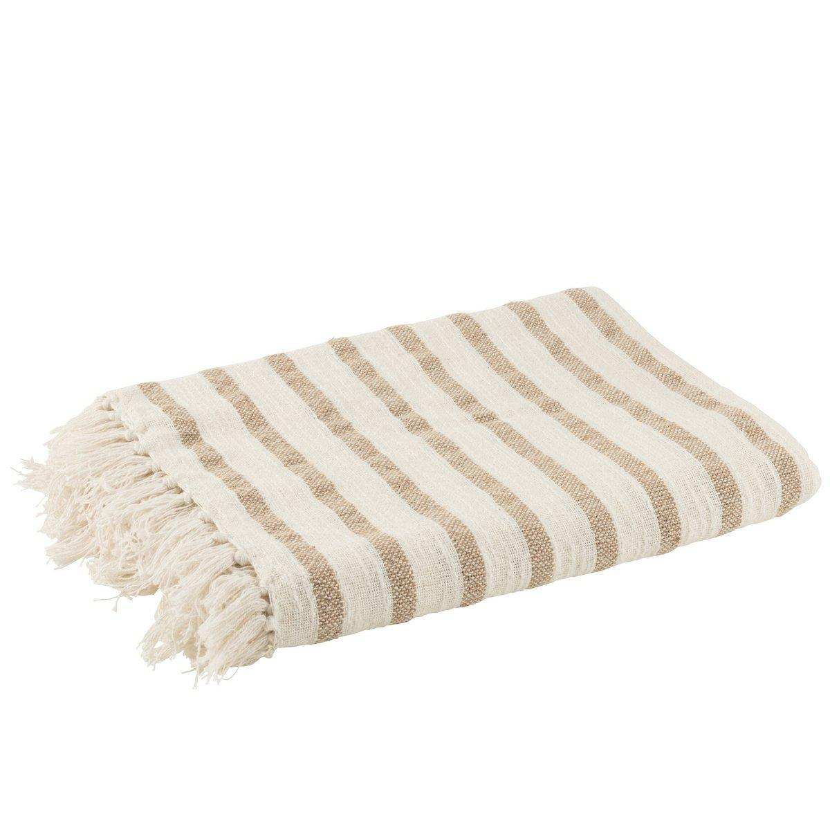 J-Line Plaidstreifen – Baumwolle – weiß/braun – 187 x 130 cm - HomeDesign Knaus
