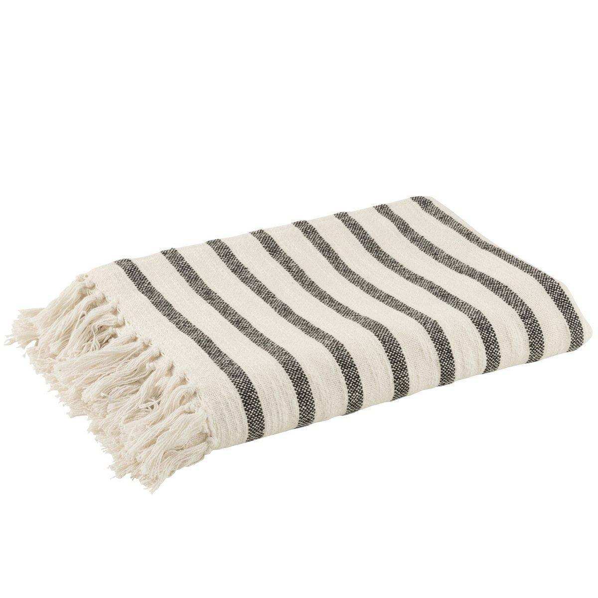 J-Line Plaidstreifen – Baumwolle – Weiß/Schwarz – 187 x 130 cm - HomeDesign Knaus