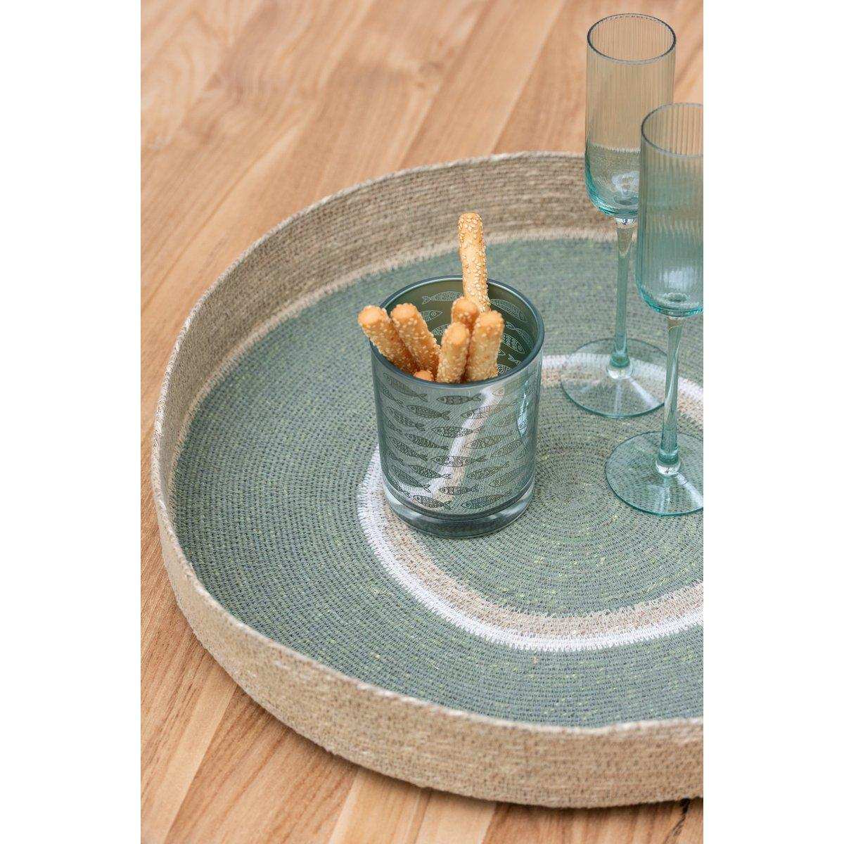 J-Line Plateau Round+Circles Seegrasgrün/Natur - HomeDesign Knaus