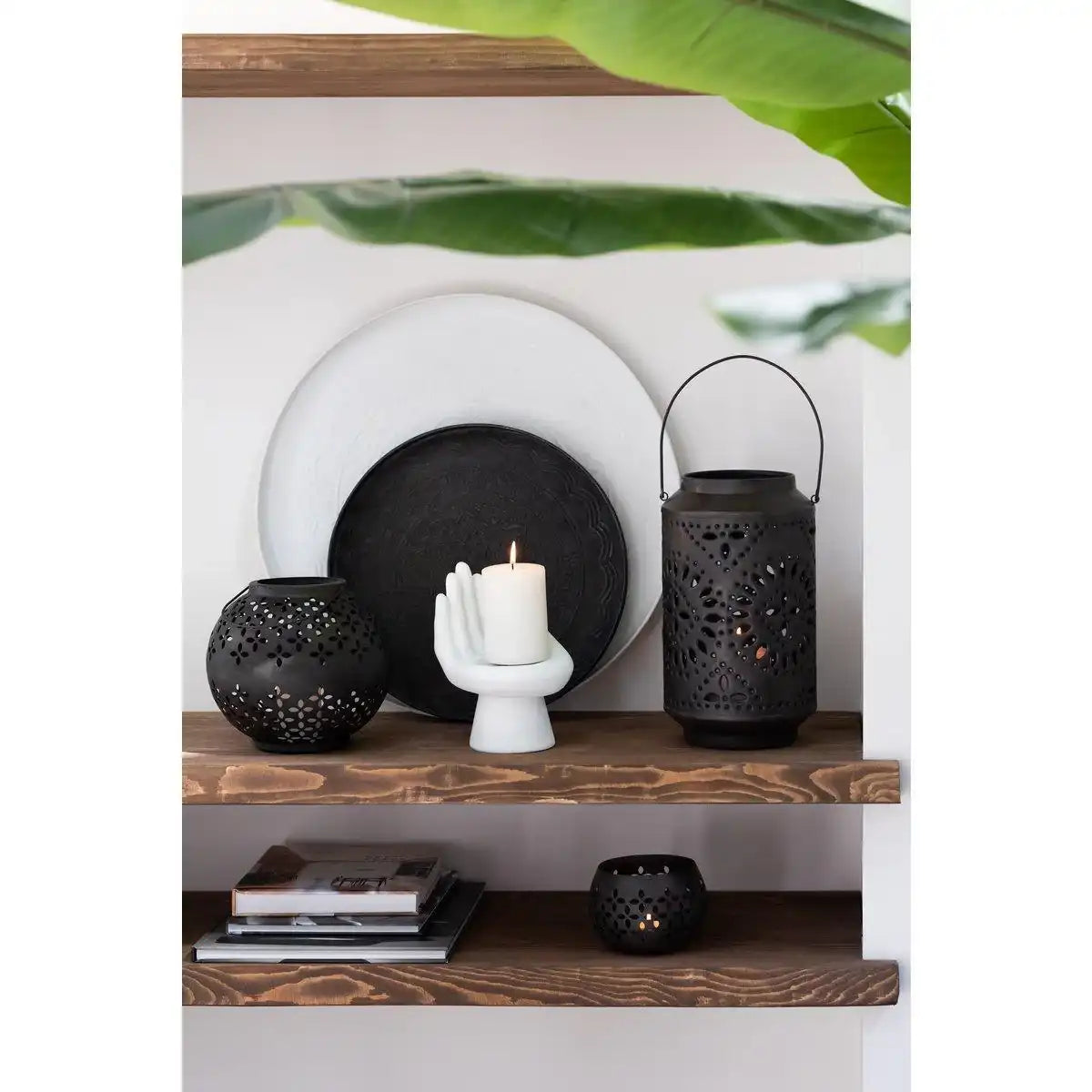 J-Line Plateau Round Classic – Eisen – Schwarz – klein - HomeDesign Knaus