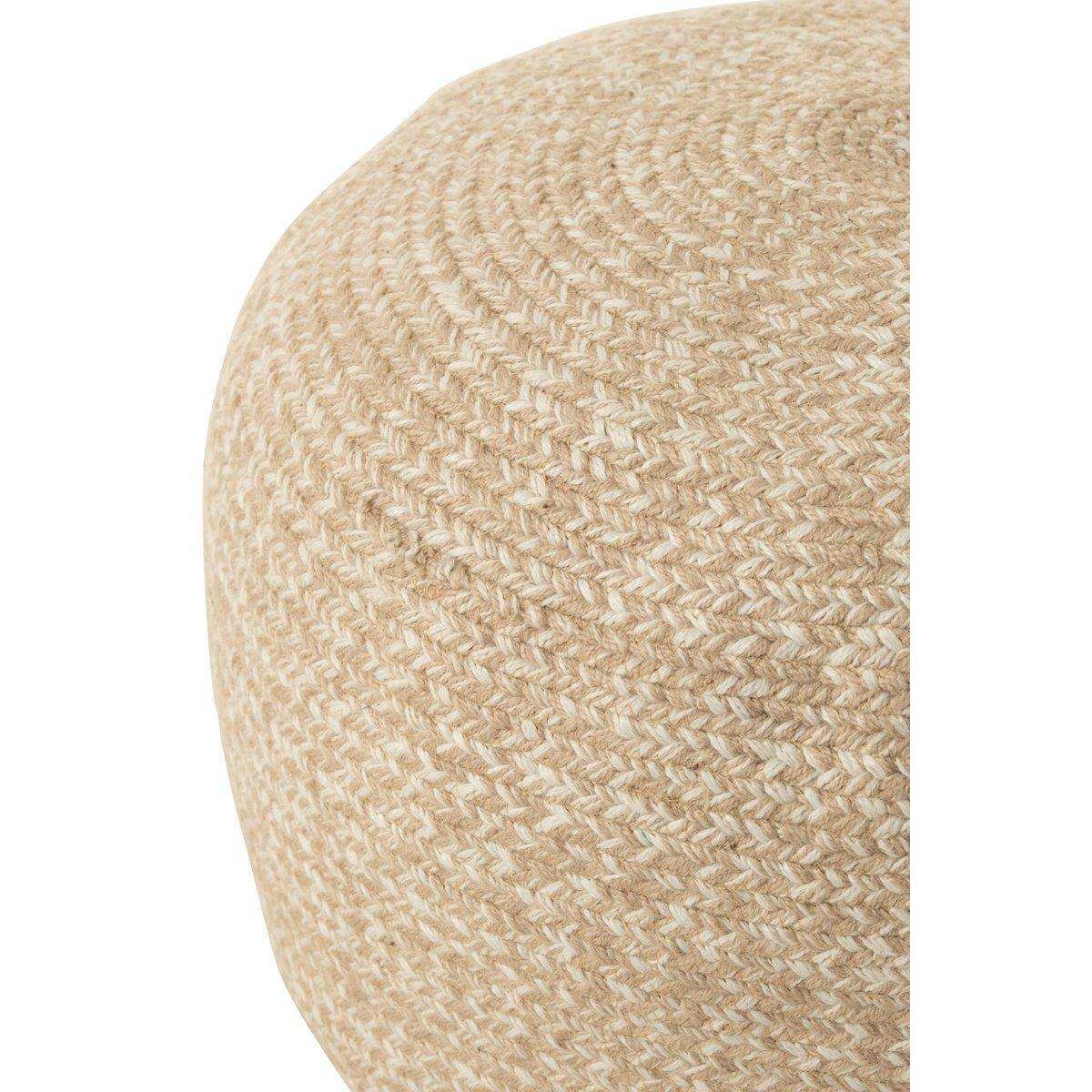 J-Line Poef Miami Outdoor Polyester Natur/Wit - HomeDesign Knaus