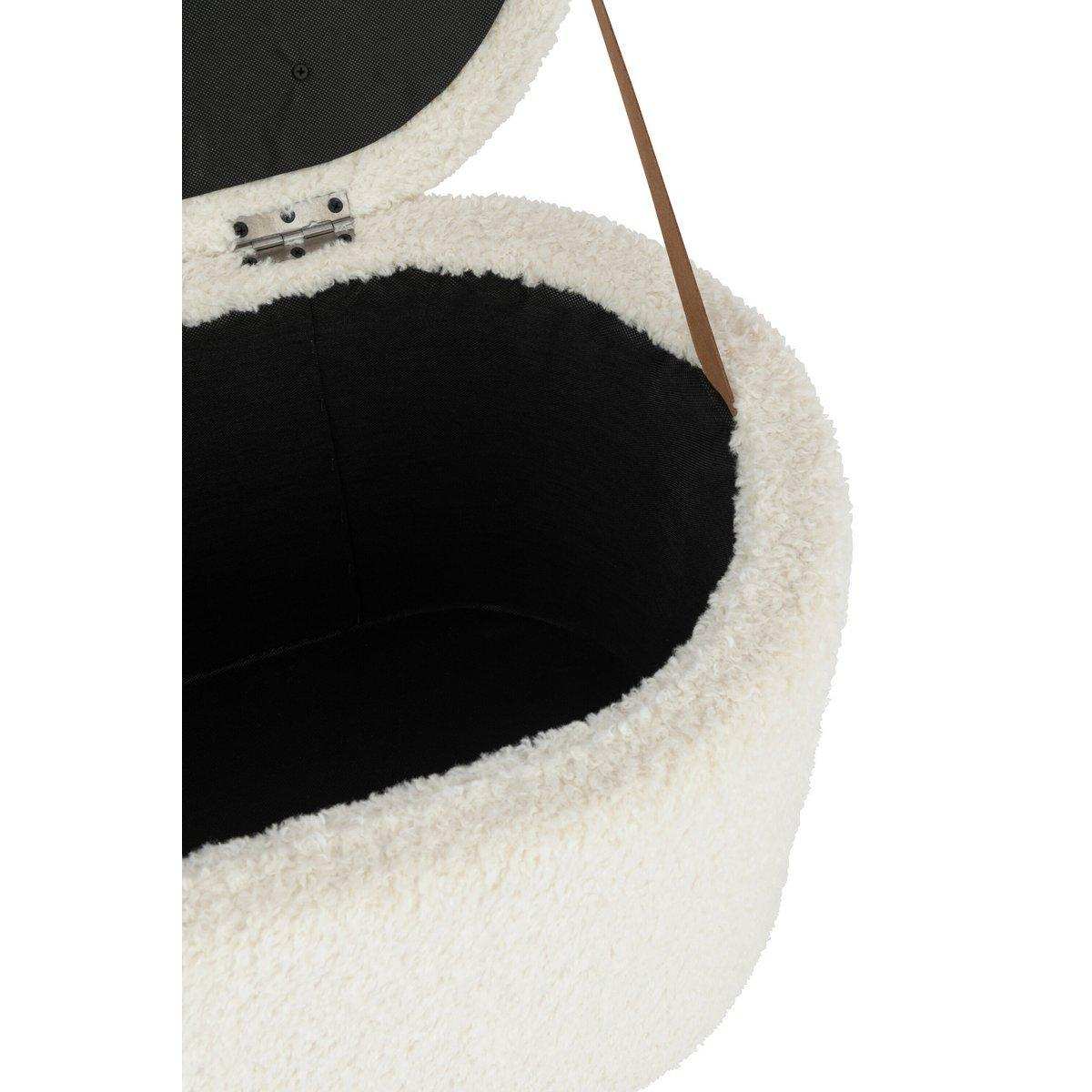 J-Line Poef Opslag Teddy Polyester Weiß - HomeDesign Knaus