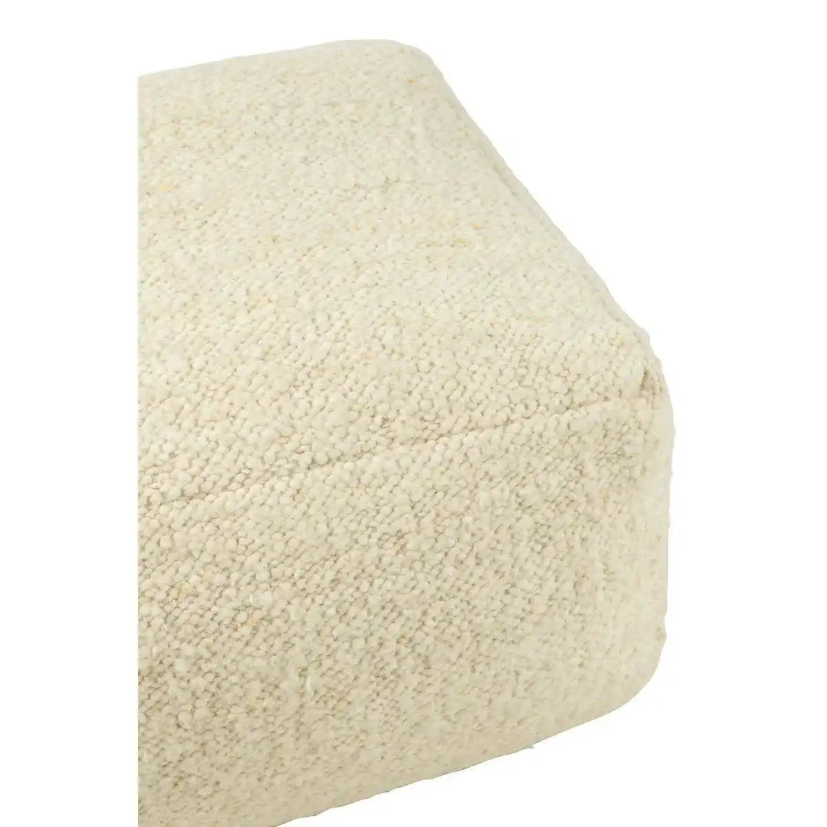 J-Line Poef Vierkant Wol Lockencreme - HomeDesign Knaus
