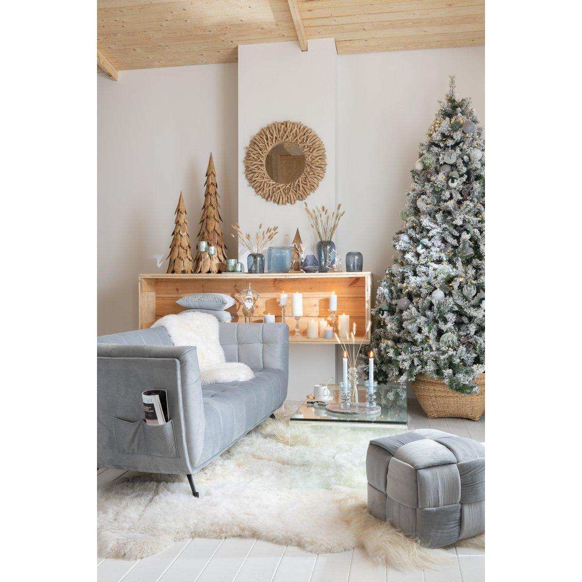 J-Line Pouf 1-Sitzer Textil/Holz Hellgrau - HomeDesign Knaus