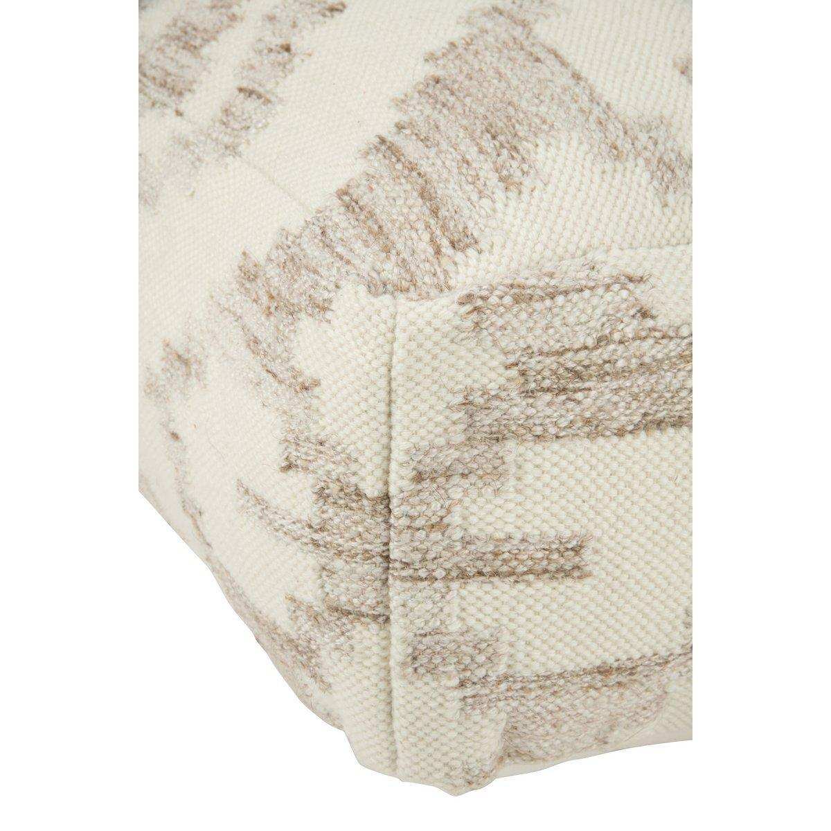 J-Line Pouf Square Ethnische Muster Wolle/Baumwolle Creme/Beige - HomeDesign Knaus