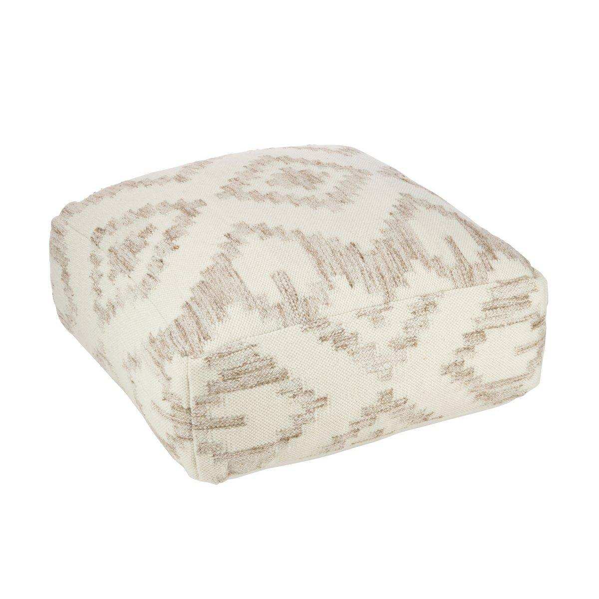 J-Line Pouf Square Ethnische Muster Wolle/Baumwolle Creme/Beige - HomeDesign Knaus