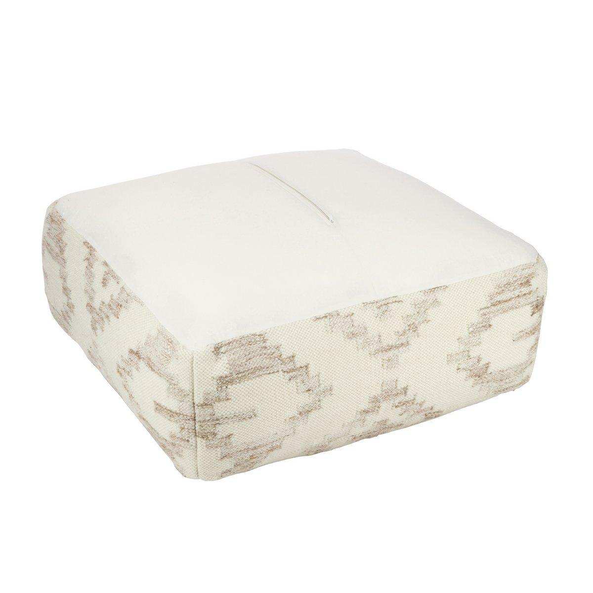 J-Line Pouf Square Ethnische Muster Wolle/Baumwolle Creme/Beige - HomeDesign Knaus