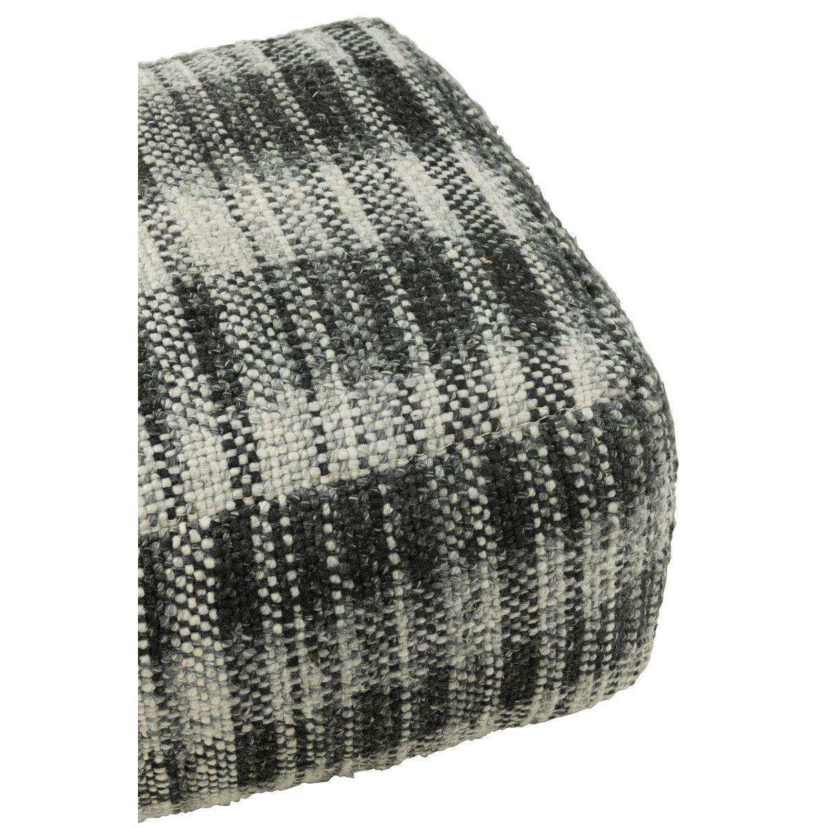 J-Line Pouf Square Karo Wolle Grau/Schwarz - HomeDesign Knaus