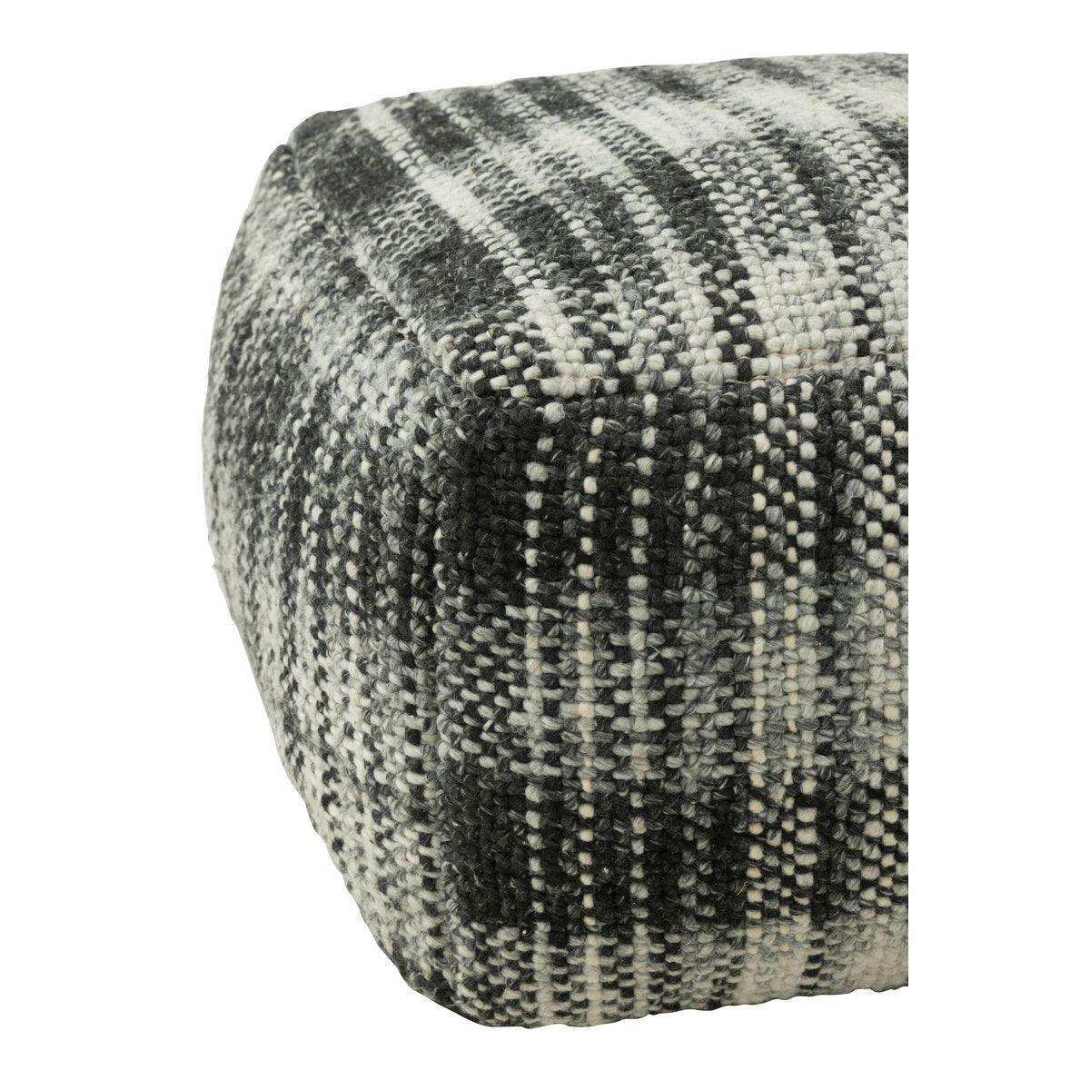 J-Line Pouf Square Karo Wolle Grau/Schwarz - HomeDesign Knaus