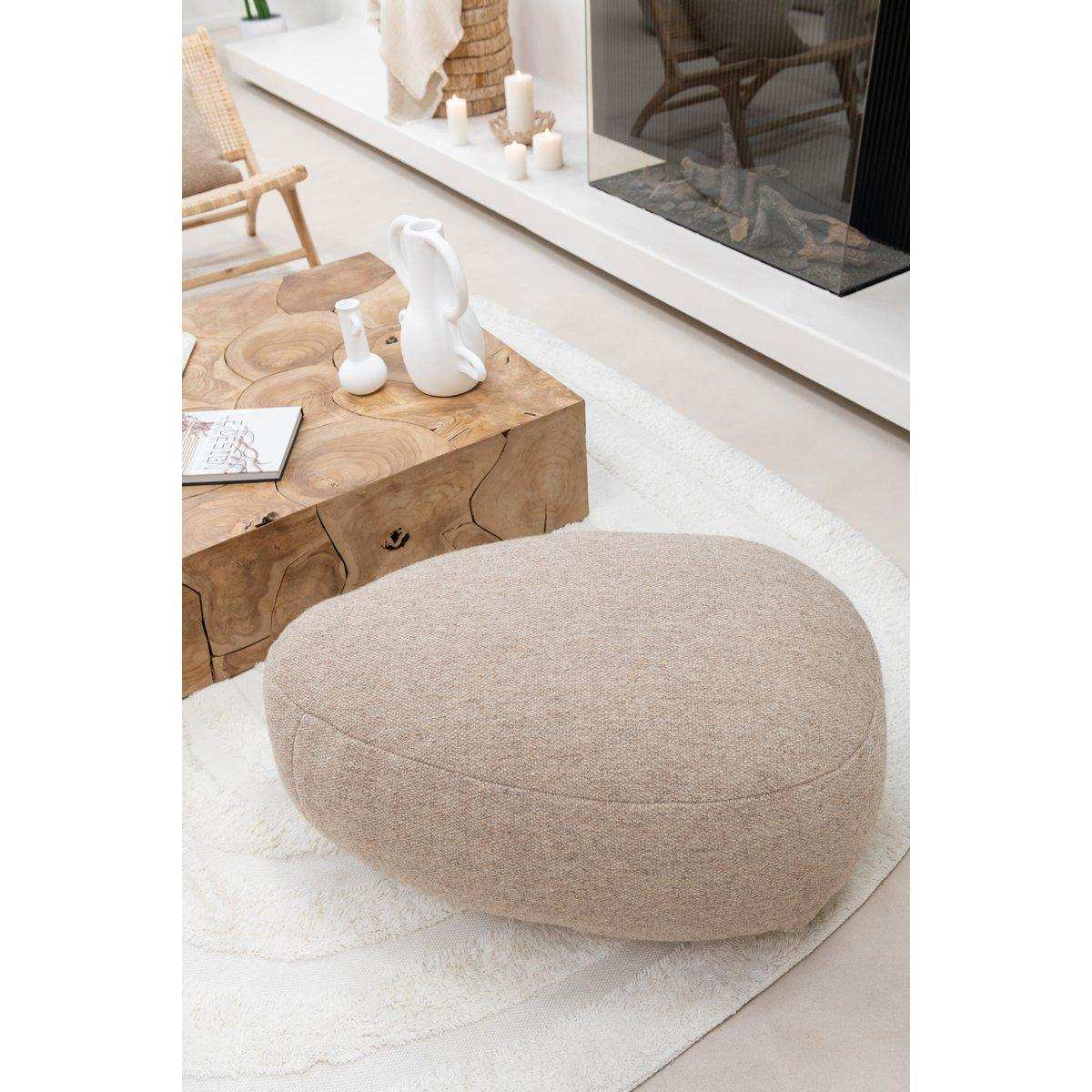 J-Line Pouf Steinwolle Beige - HomeDesign Knaus