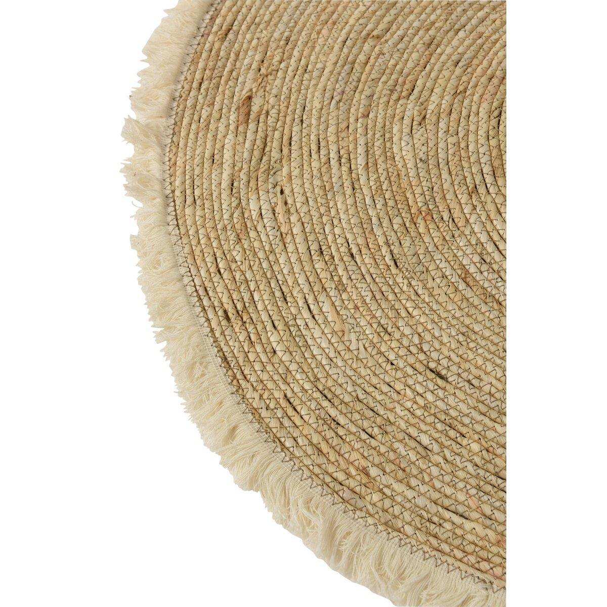 J-Line Quastenbandmatte – Teppich – Bambus – Beige/Weiß - HomeDesign Knaus