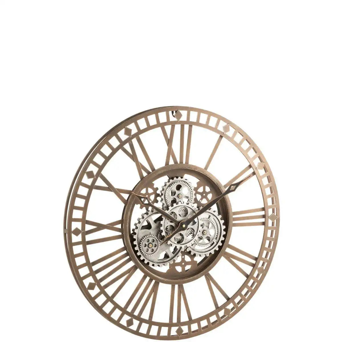 J-Line Radars Uhr mit römischen Ziffern – Metall – Gold – Ø 7 cm - HomeDesign Knaus