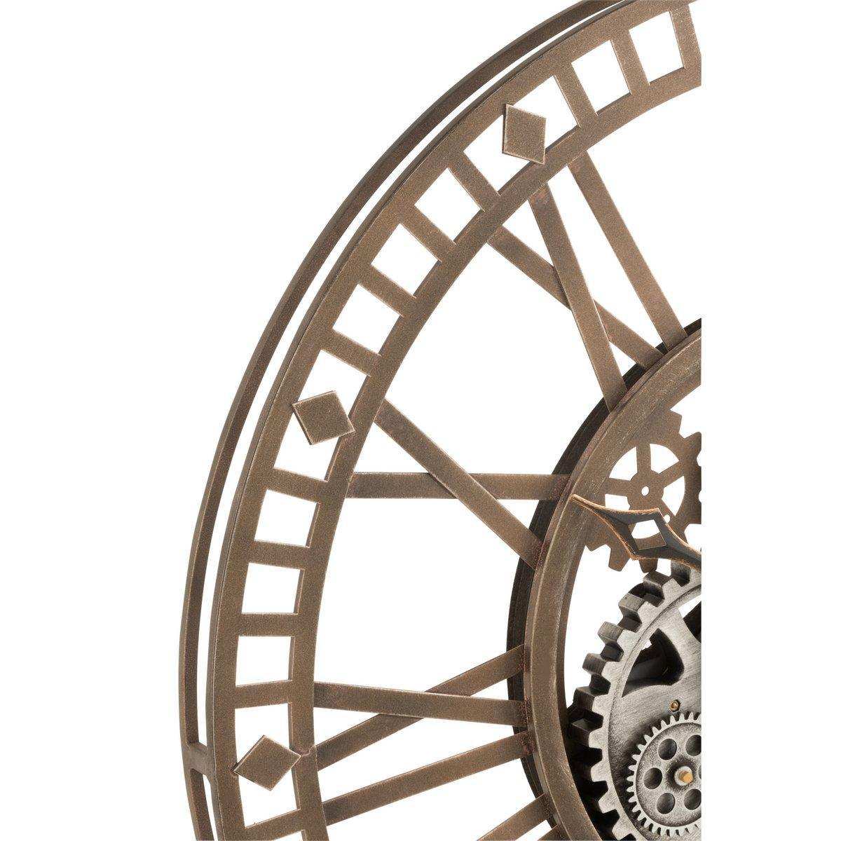 J-Line Radars Uhr mit römischen Ziffern – Metall – Gold – Ø 7 cm - HomeDesign Knaus