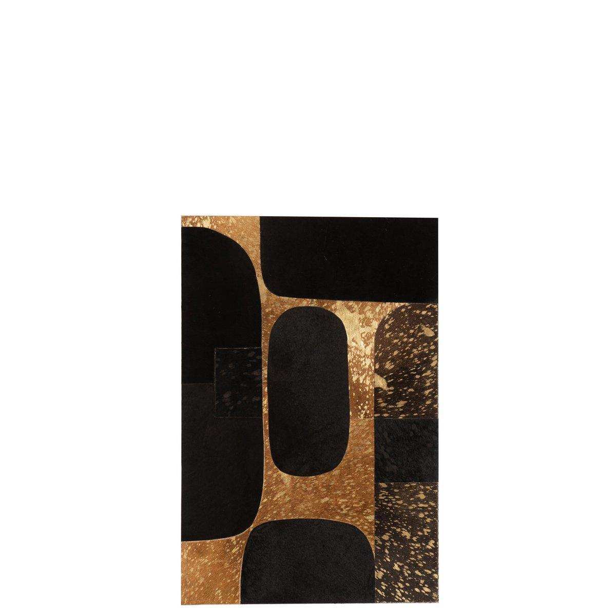 J-Line Rahmen Rechteck Oval – Leder – Schwarz/Gold – Groß - HomeDesign Knaus