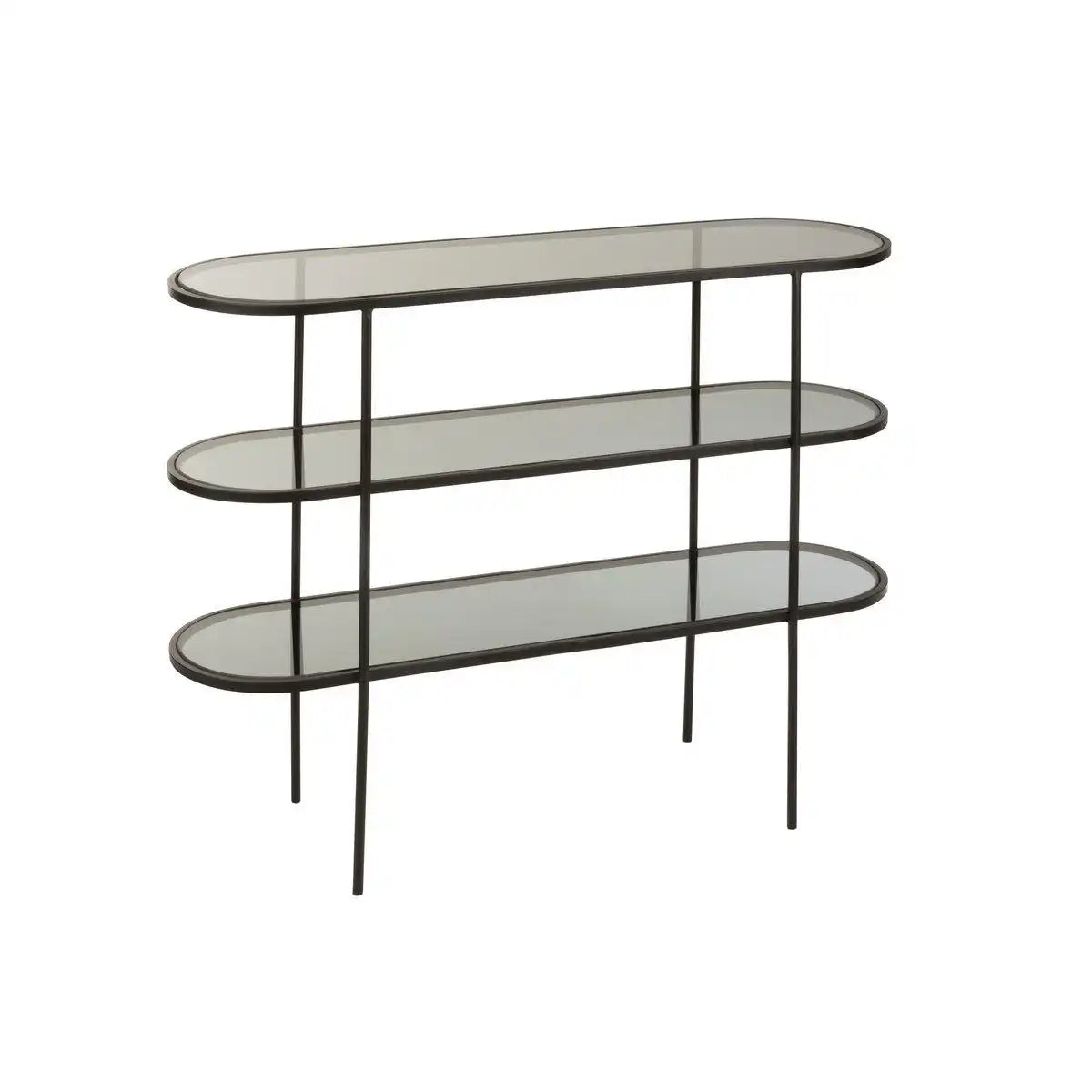 J-Line Regal 3 Ebenen – Metall/Glas – Schwarz - HomeDesign Knaus