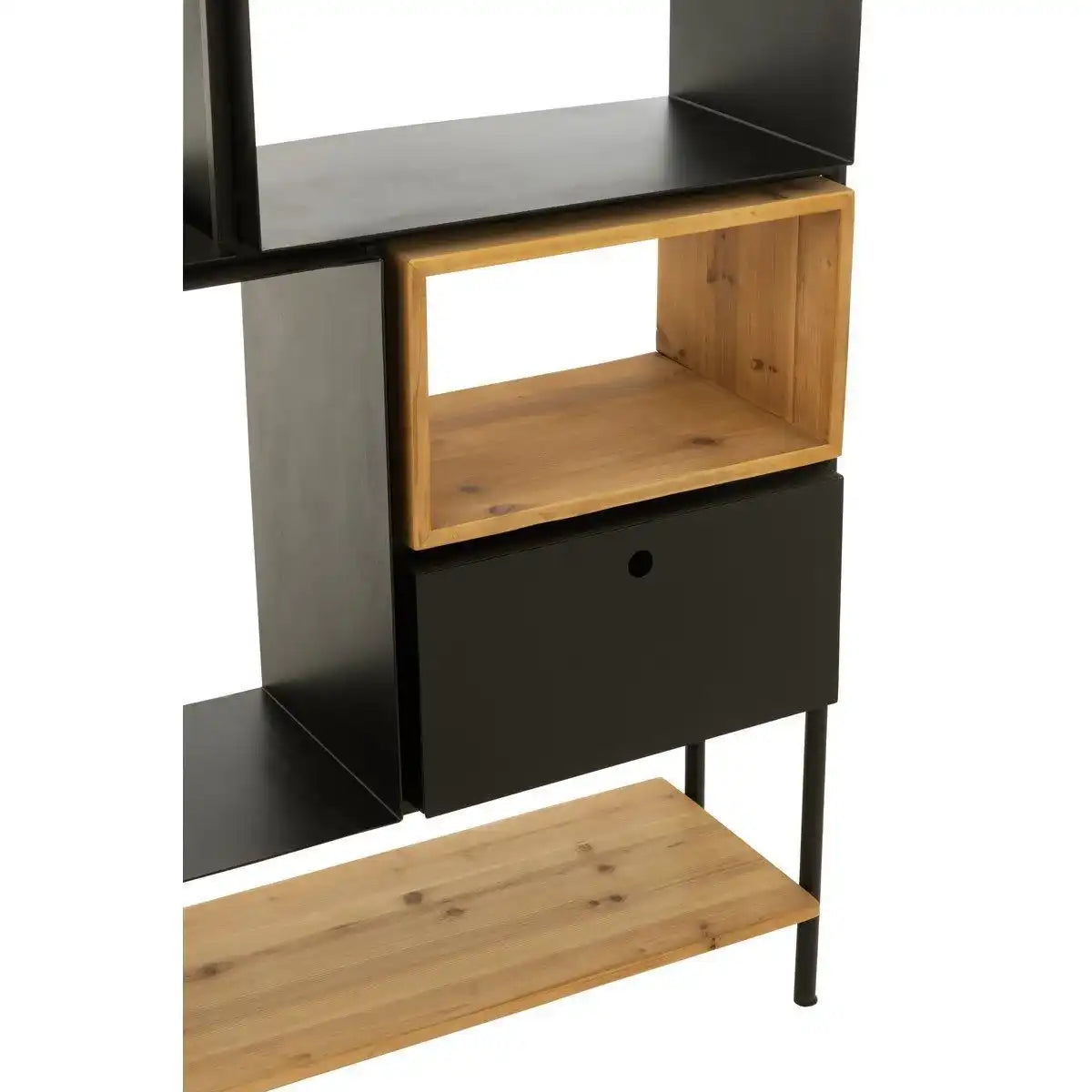J-Line Regal Tina Holz/Eisen Schwarz/Natur Groß - HomeDesign Knaus