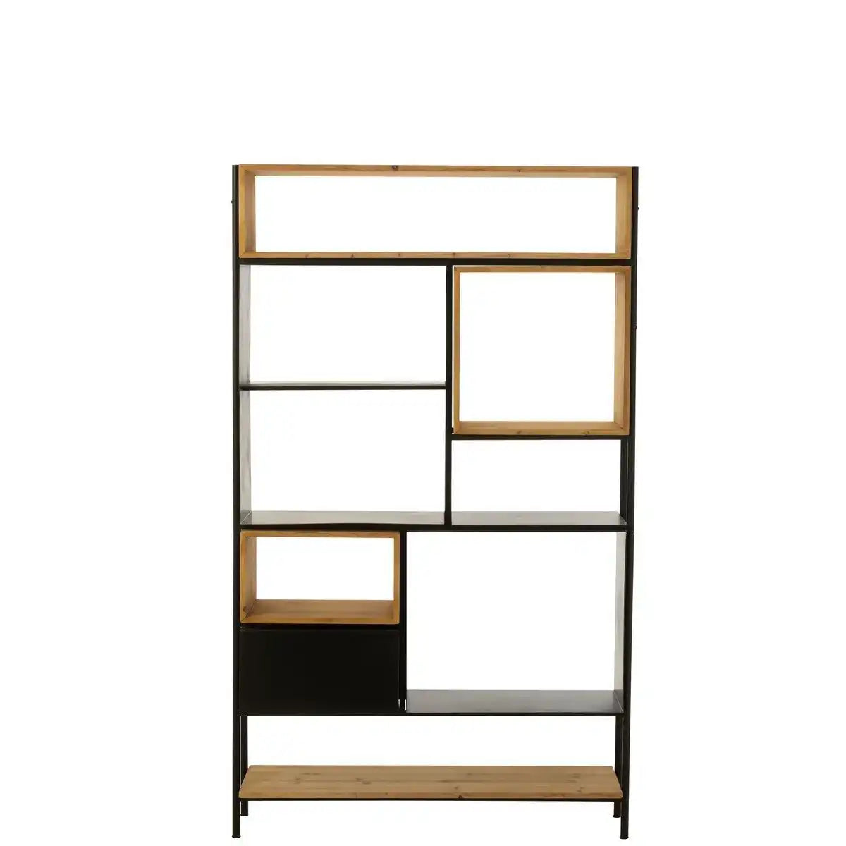 J-Line Regal Tina Holz/Eisen Schwarz/Natur Groß - HomeDesign Knaus