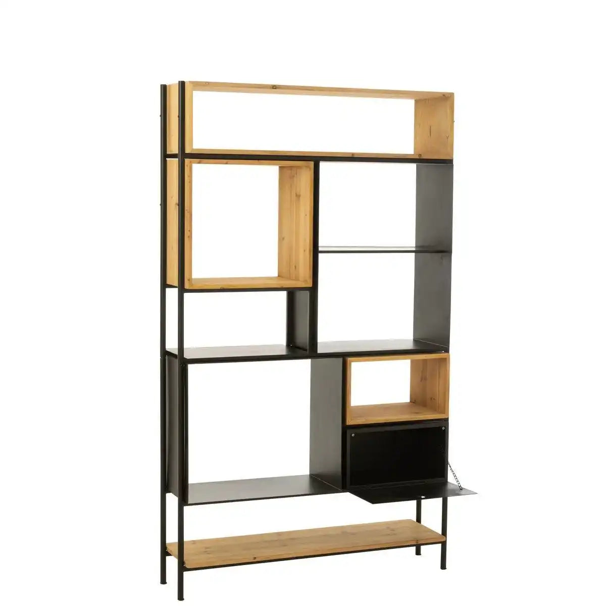 J-Line Regal Tina Holz/Eisen Schwarz/Natur Groß - HomeDesign Knaus
