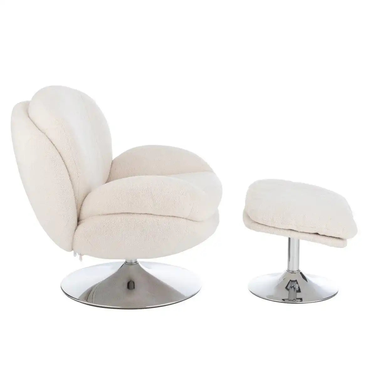 J-Line Relaxsitz + Fußhocker Metall/Sperrholz Creme/Silber - HomeDesign Knaus