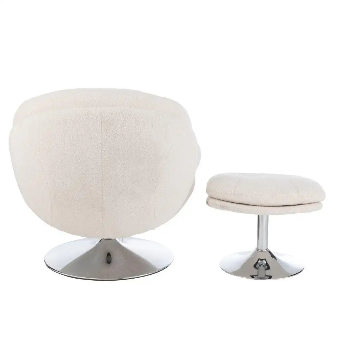 J-Line Relaxsitz + Fußhocker Metall/Sperrholz Creme/Silber - HomeDesign Knaus